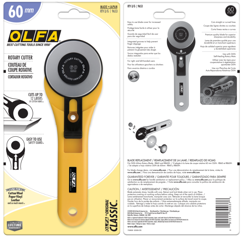 OLFA 60mm RTY-3/G Straight Handle Rotary Cutter